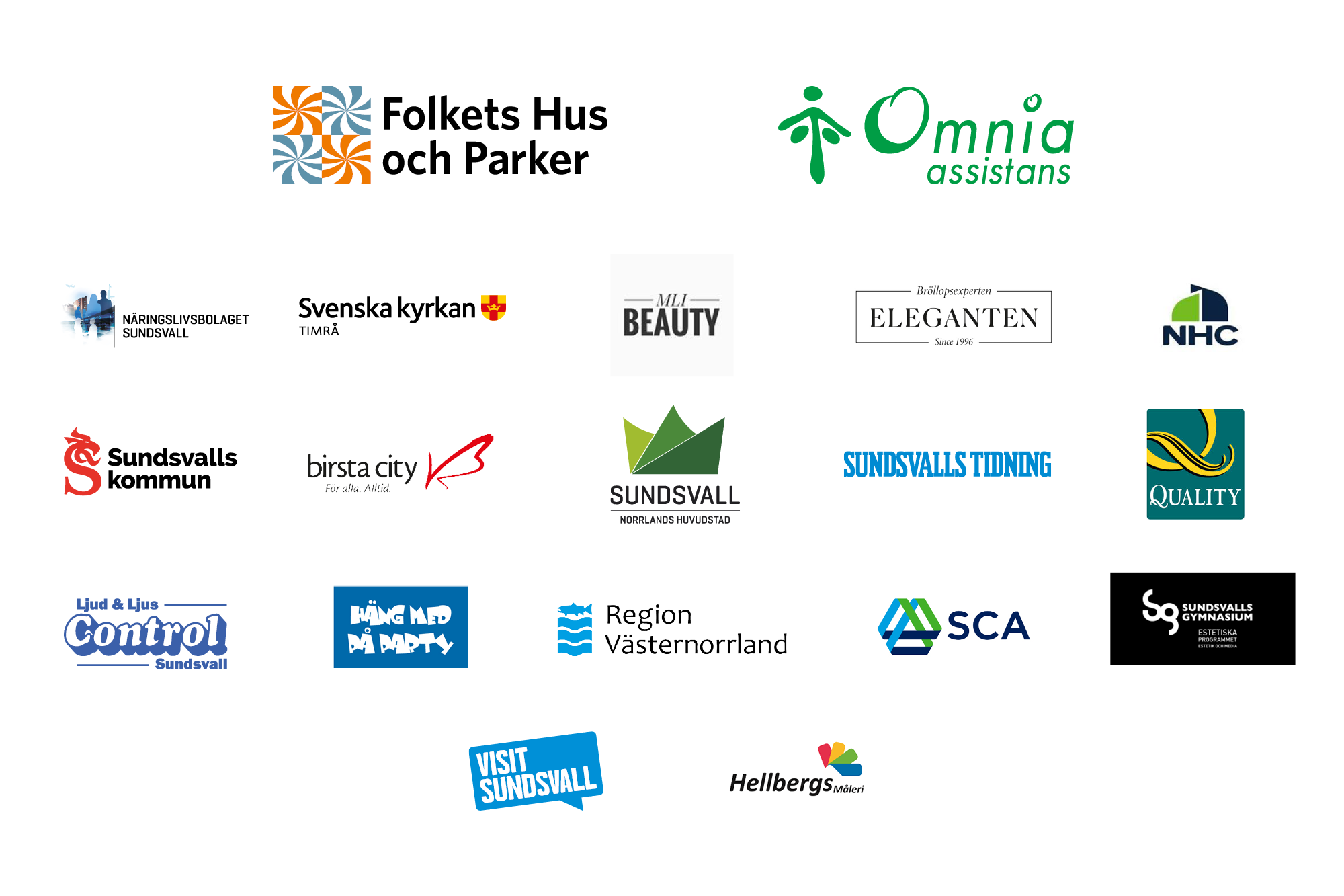 En grupp logotyper för en rad olika företag.