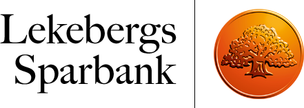 Lekebergs Sparbanks logotyp med bankens namn i svart text och en orange rund ikon med ett träd till höger.