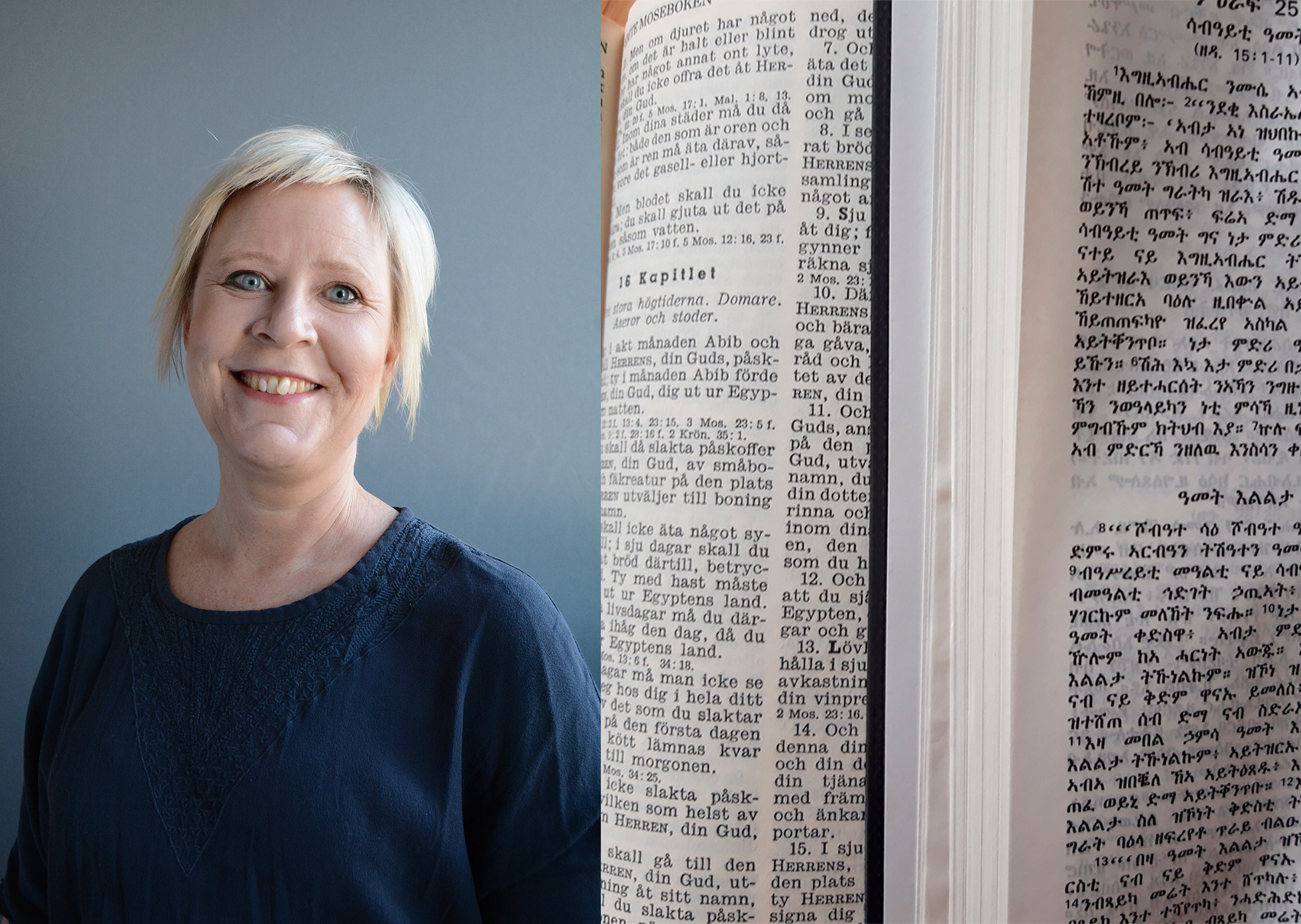Paulina Lindgren och en Bibel.